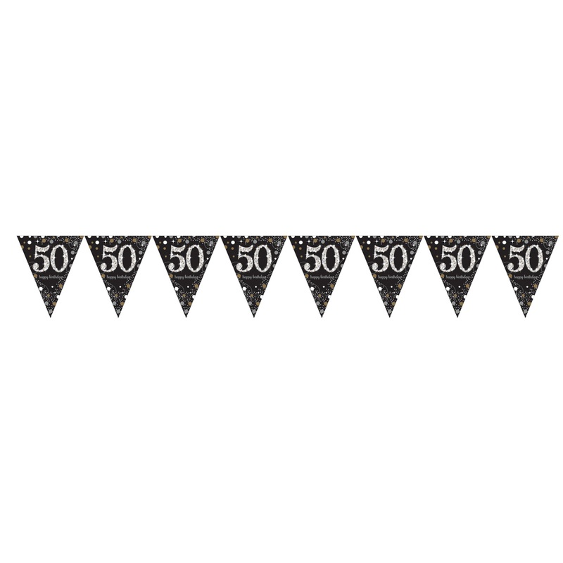 Golden 50th Birthday pennant chain 4m