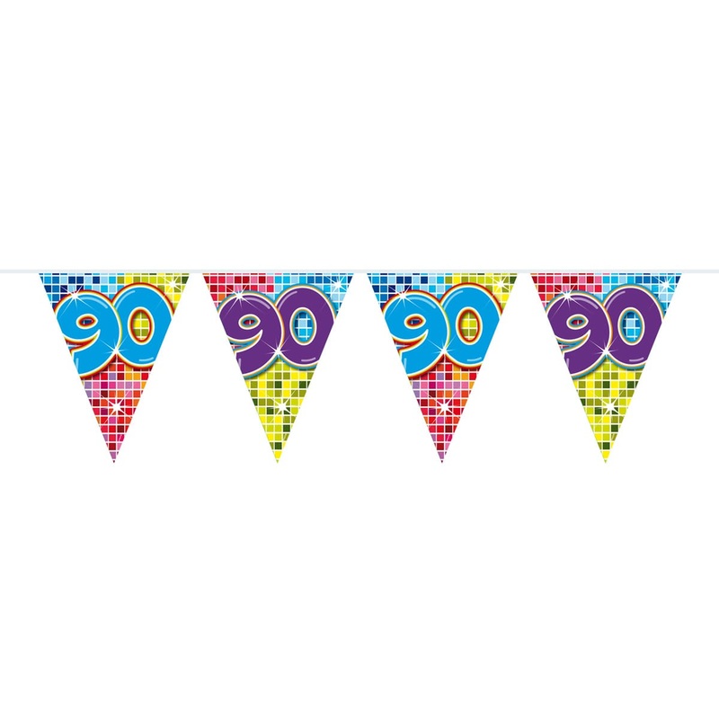 Groovy 90th Birthday pennant chain 6m