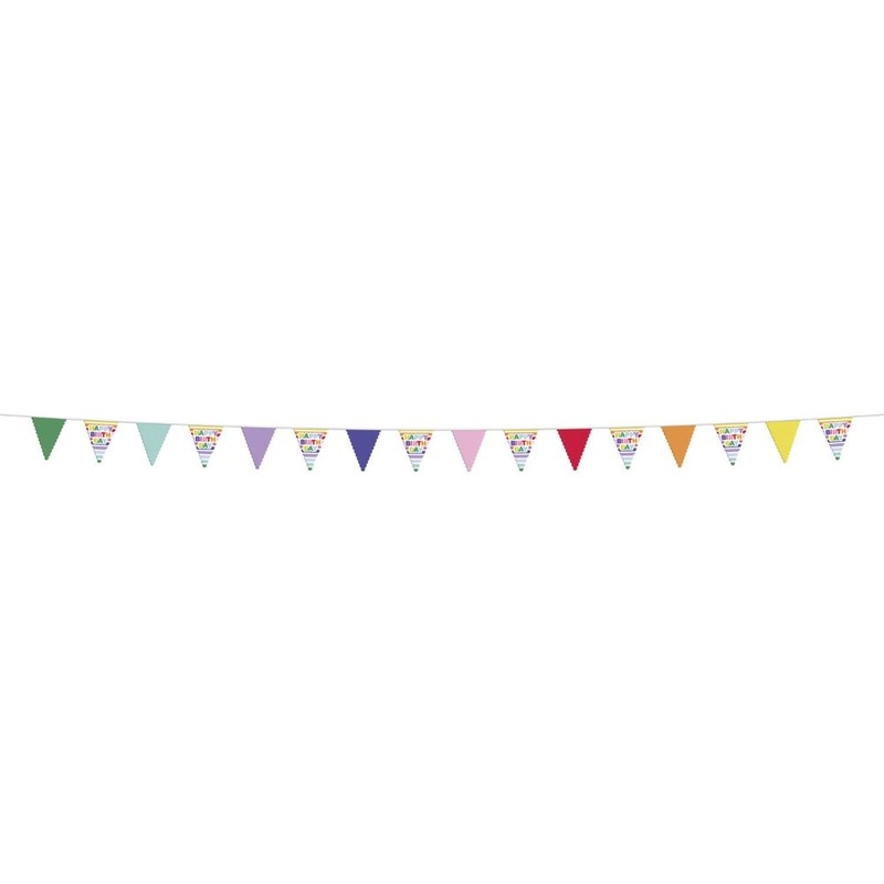 Happy Birthday pennant chain Stripetastic colorful 6m