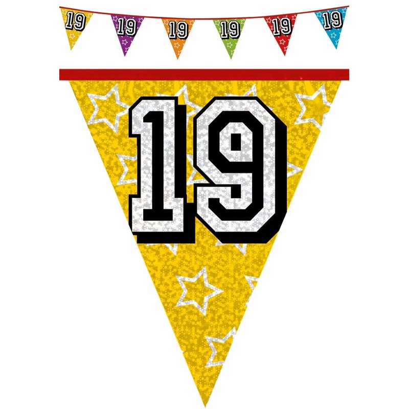 Holographic pennant chain 19 colored 8m