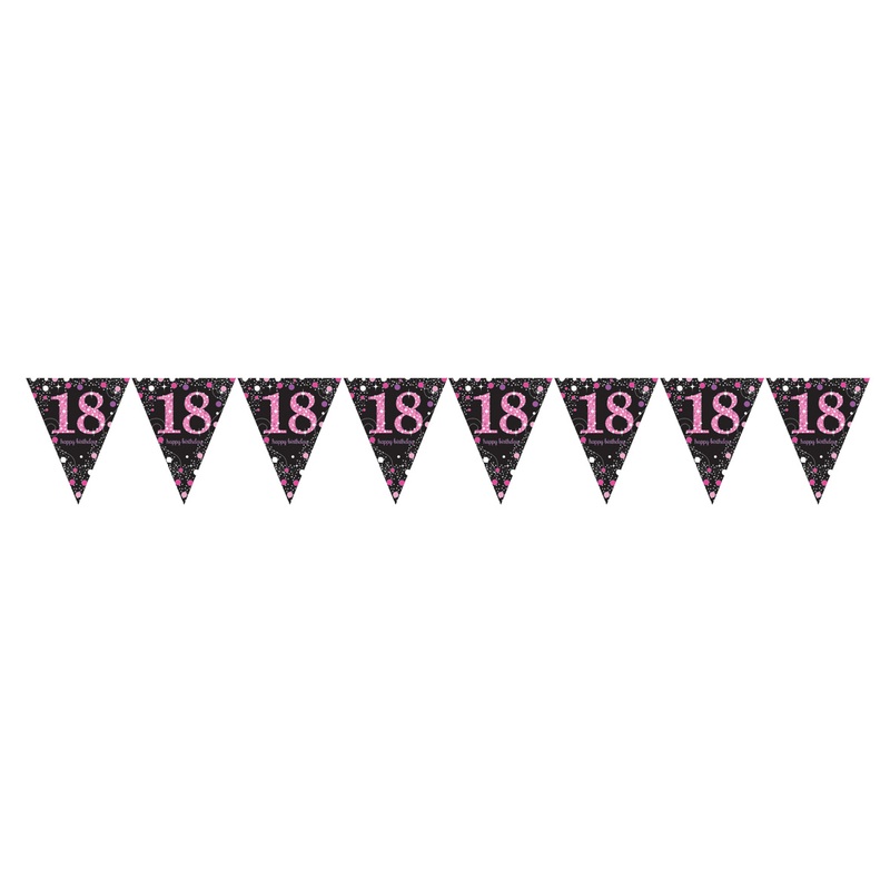 Pink 18th Birthday pennant chain 4m