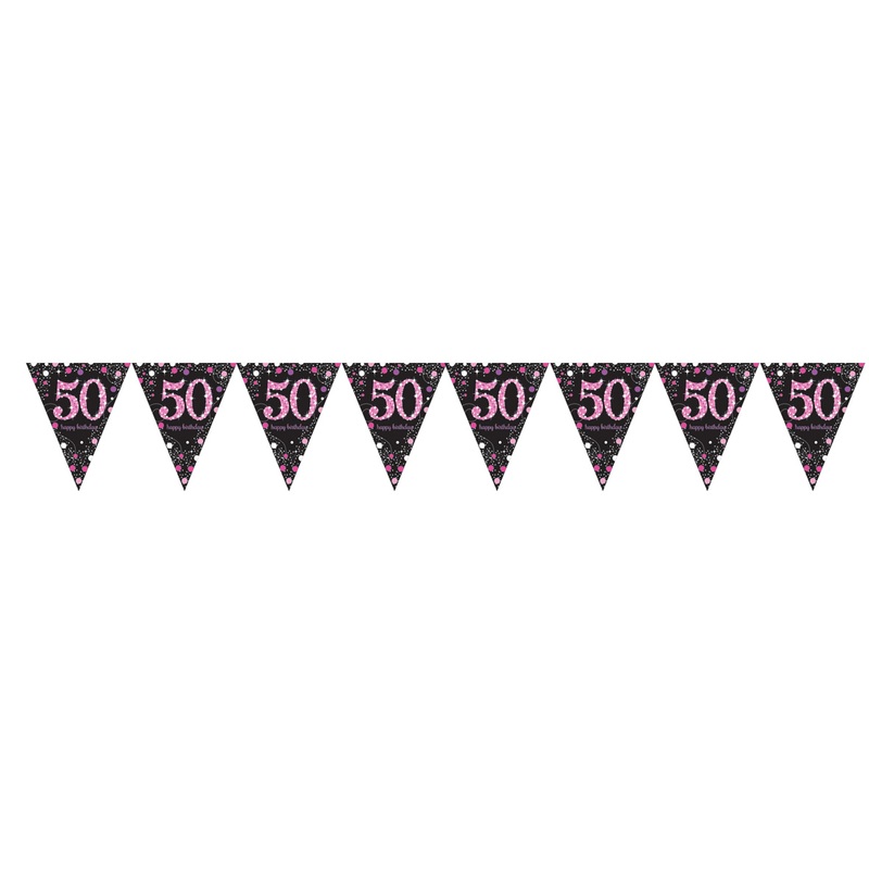 Pink 50th Birthday pennant chain 4m