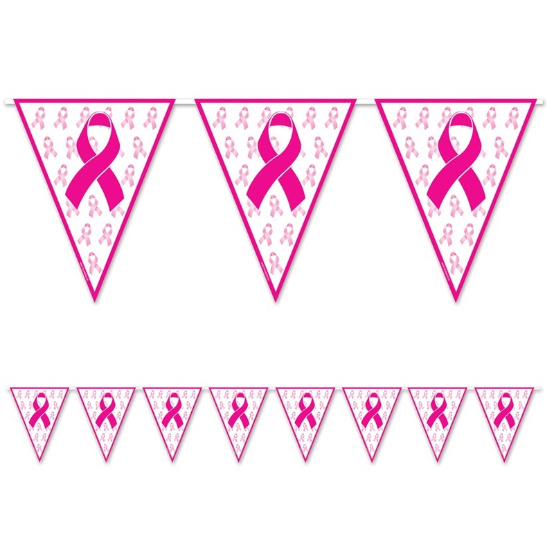 Pink ribbons breast cancer symbol pennant chain 360cm