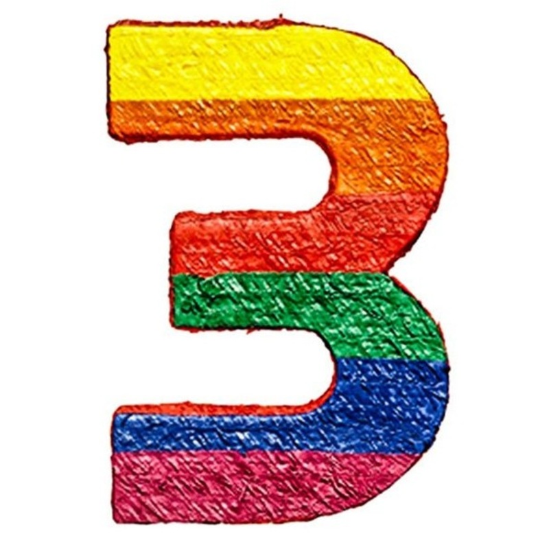Rainbow number 3 pinata 53 x 38cm