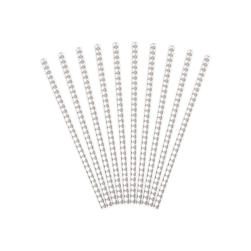 10 diamond pattern paper straws gray 19.5cm