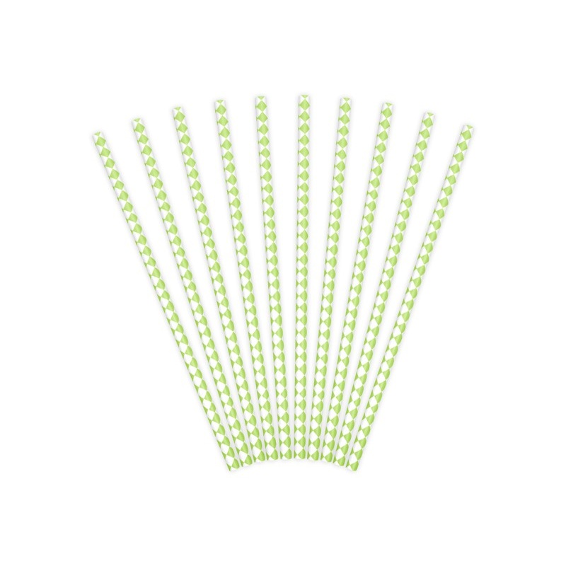 10 diamond pattern paper straws green 19.5cm