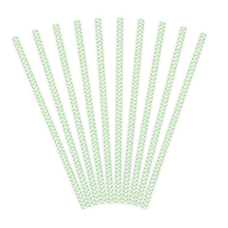 10 zigzag paper straws light green 19.5cm