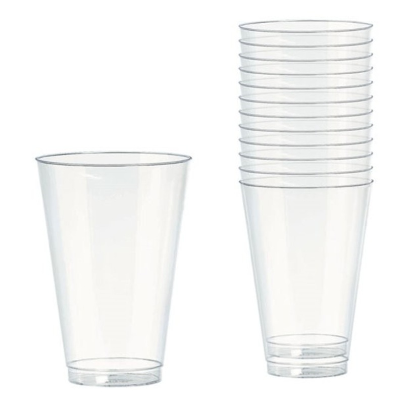 20 transparent plastic drinking glasses 295ml