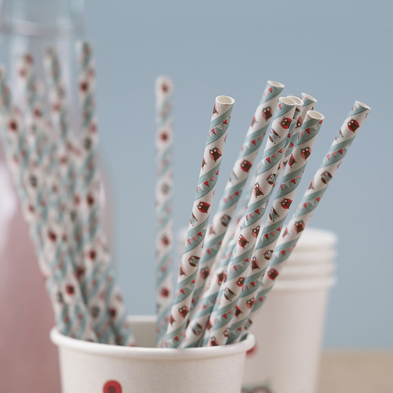 25 patchwork owl drinking straws