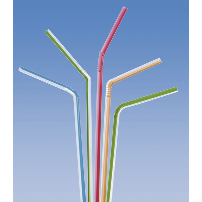 250 two-tone Flexi straws multicolored transparent 24cm