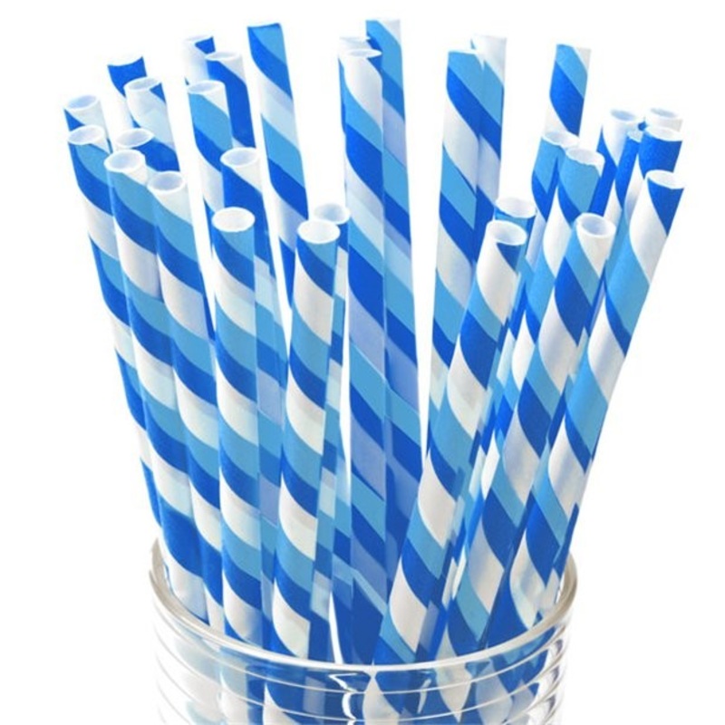 30 paper straws Blue Wave 20cm