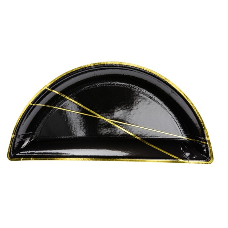 6 Black & Gold Paper Plates 21.5cm x 10.5cm