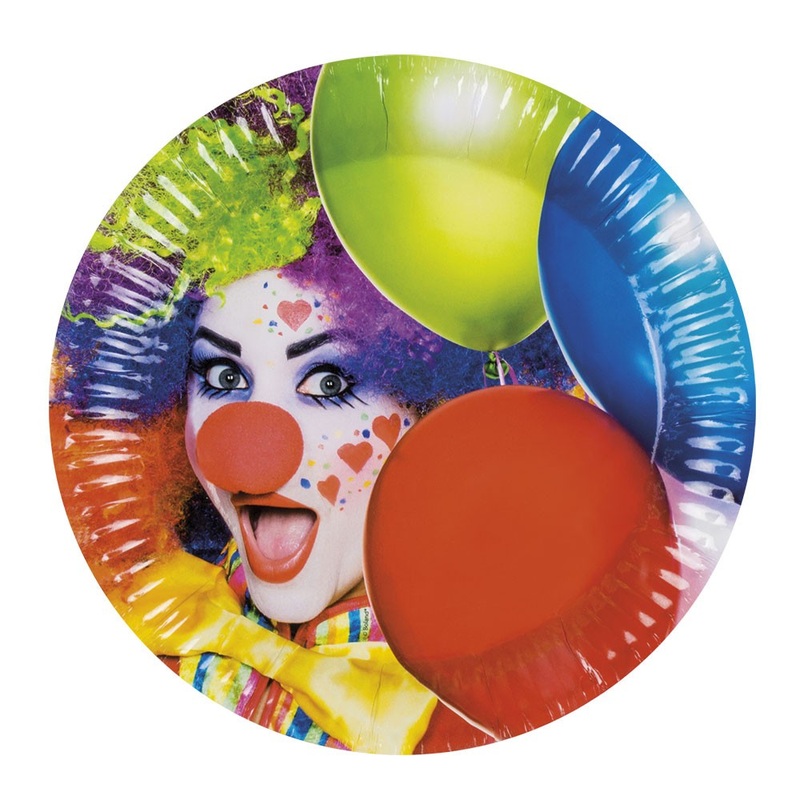 6 colorful clown plates