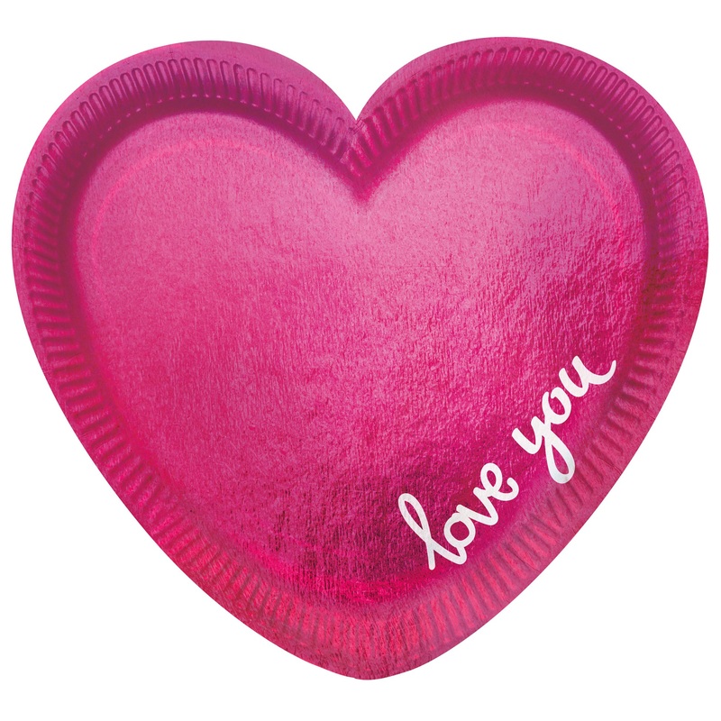 6 Little love heart paper plates 20cm