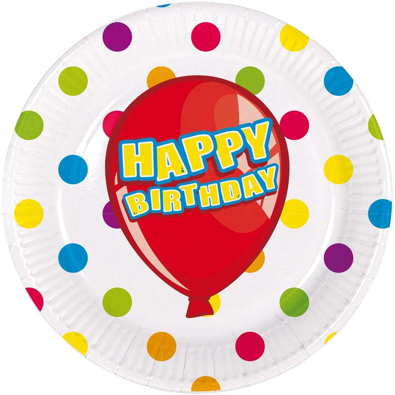 6 plates Balloon Happy Bday 18cm