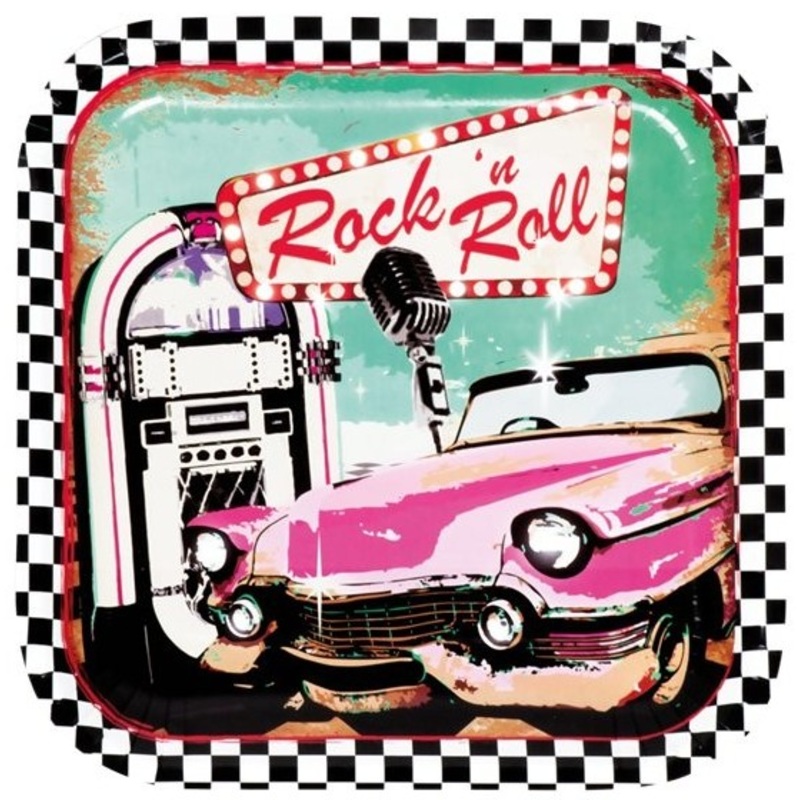 6 Rock & Roll retro paper plates 23cm
