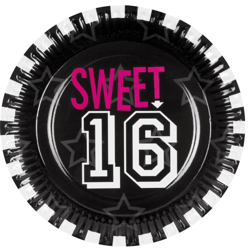 6 Sweet 16 birthday plates 23 cm