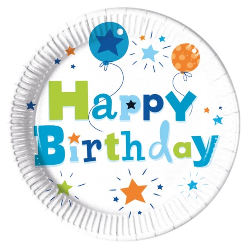8 Birthday Explosion paper plates 23cm
