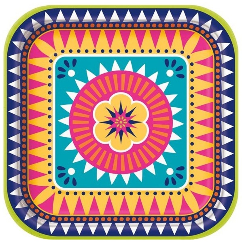 8 Boho Chic paper plates 23cm