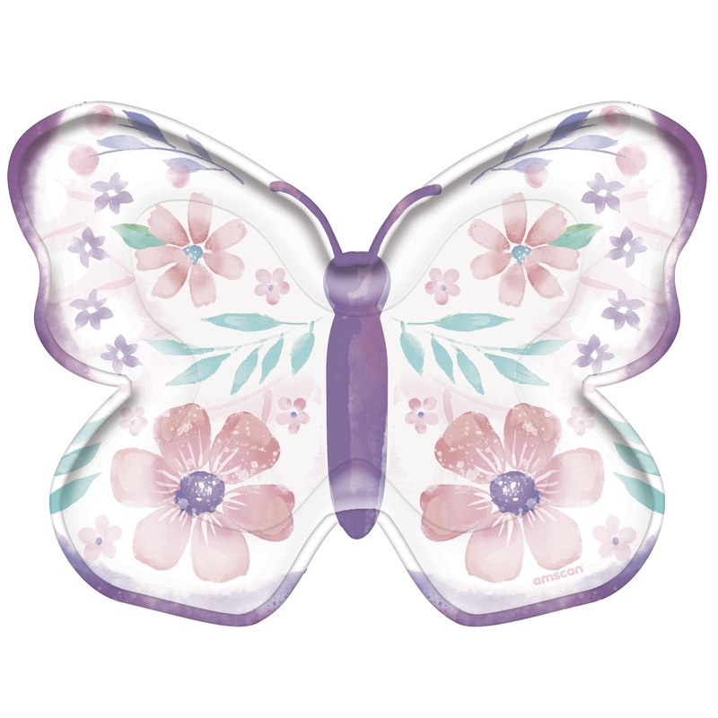 8 butterfly garden paper plates