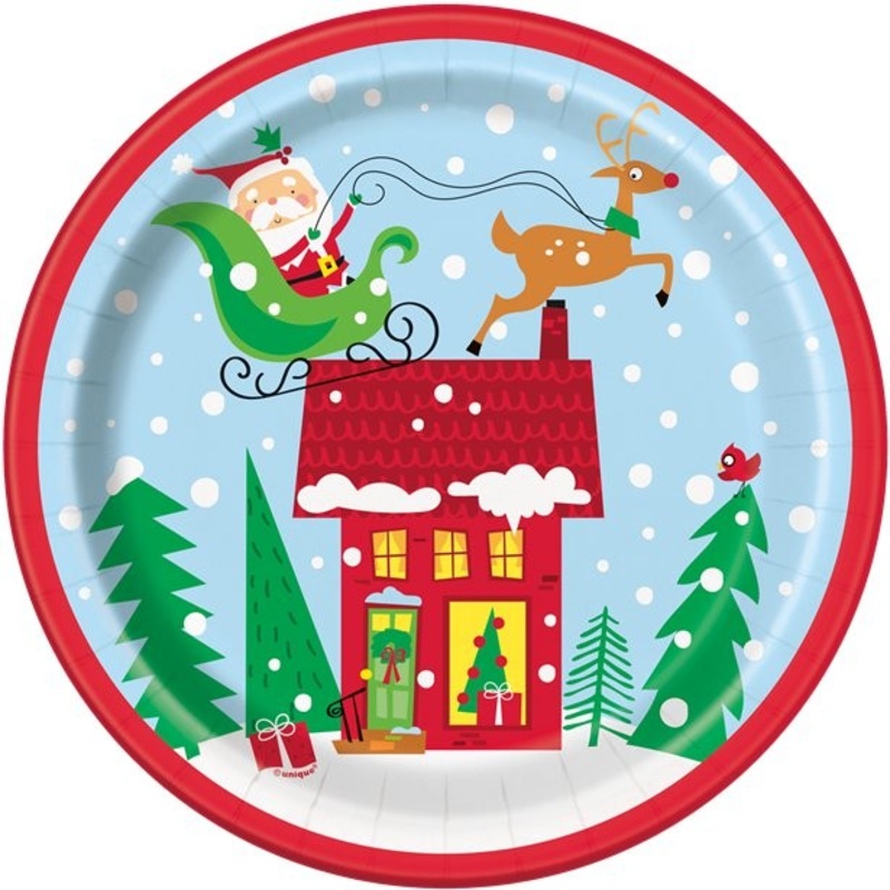 8 Christmas party plates 23cm
