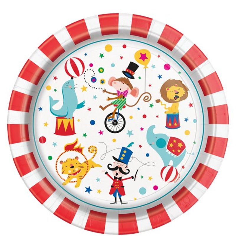 8 circus artists paper plates 23cm