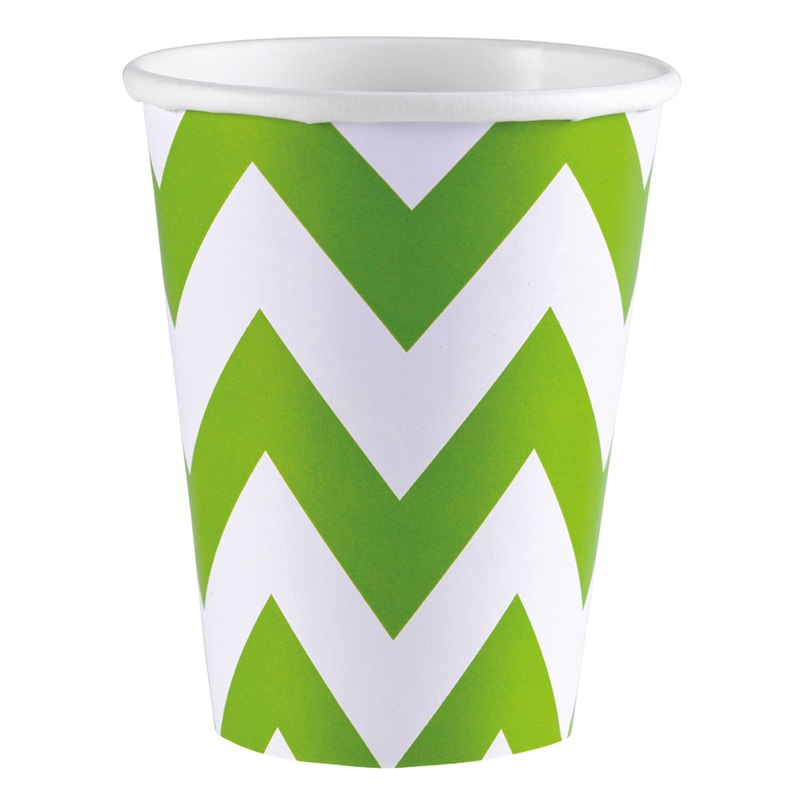 8 cute jagged paper cups kiwi green