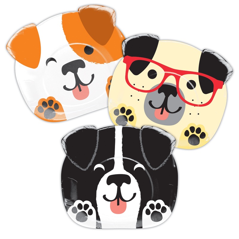 8 dog party paper plates 20cm