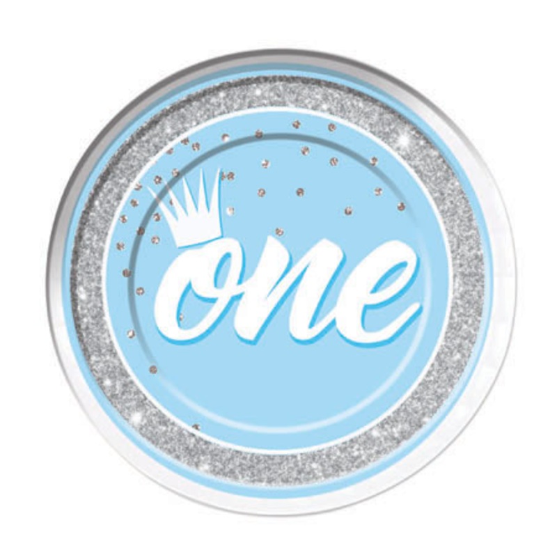 8 First Birthday Prince paper plates 22cm