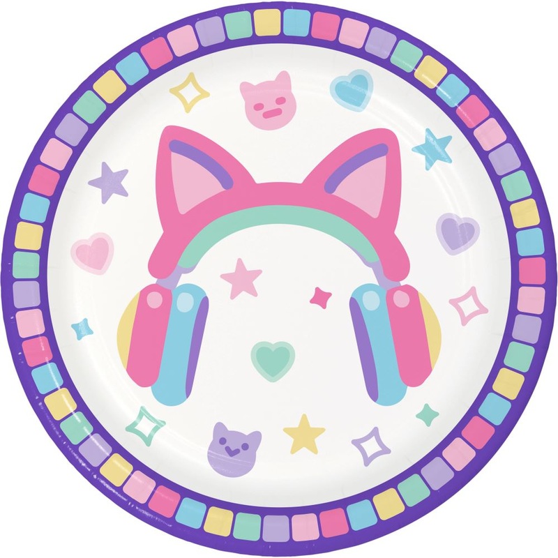 8 Gamer Girls paper plates 18cm