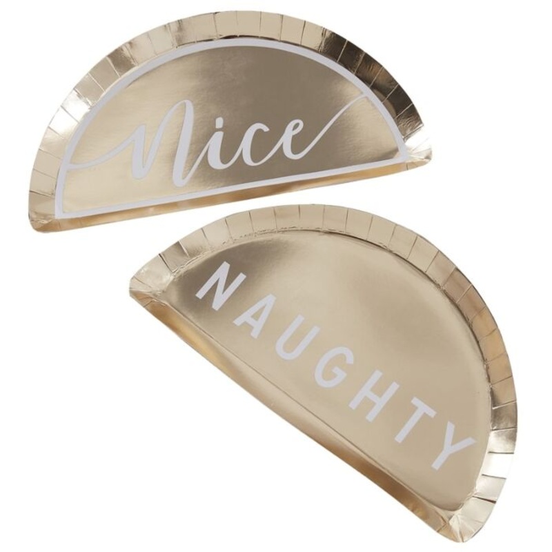 8 Golden Christmas Naughty & Nice plates