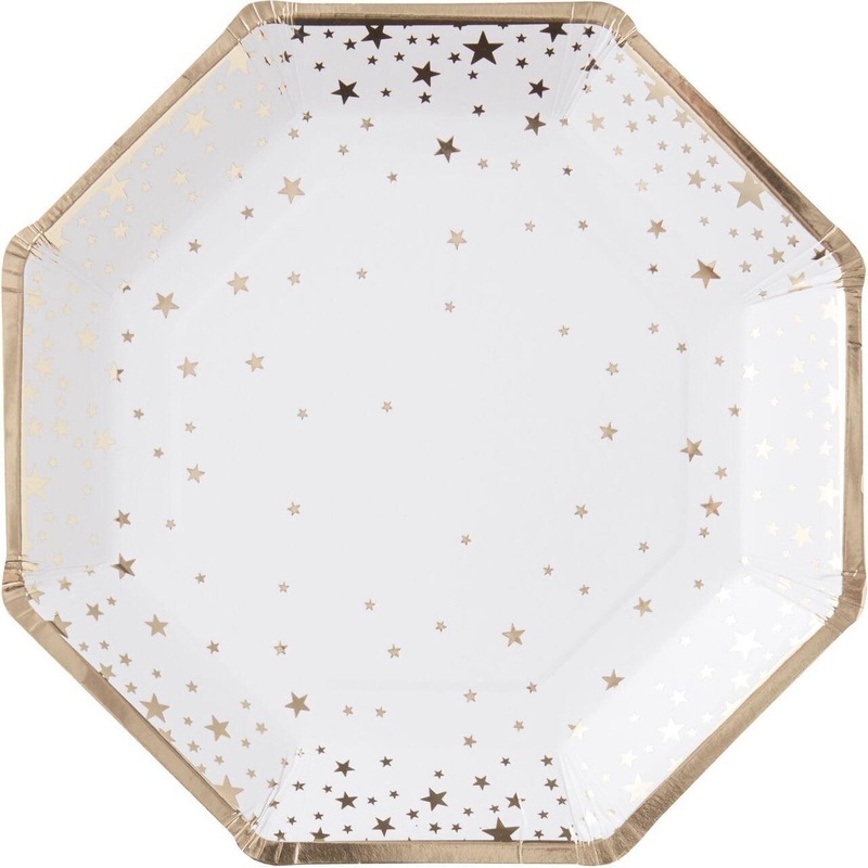 8 golden metallic magic paper plates 30cm