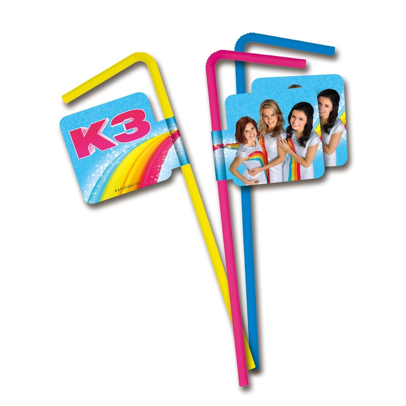8 K3 party straws multicolored 21cm