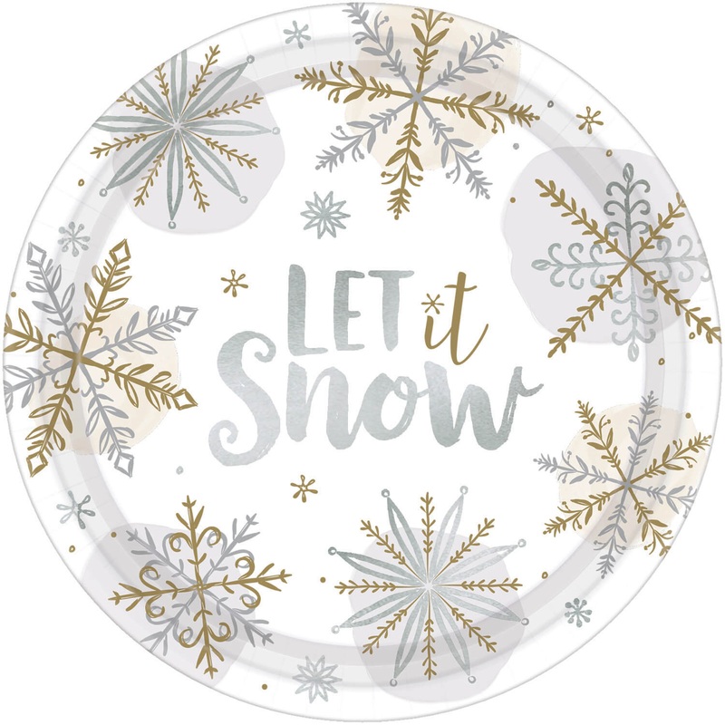 8 Let it snow paper plates 26cm