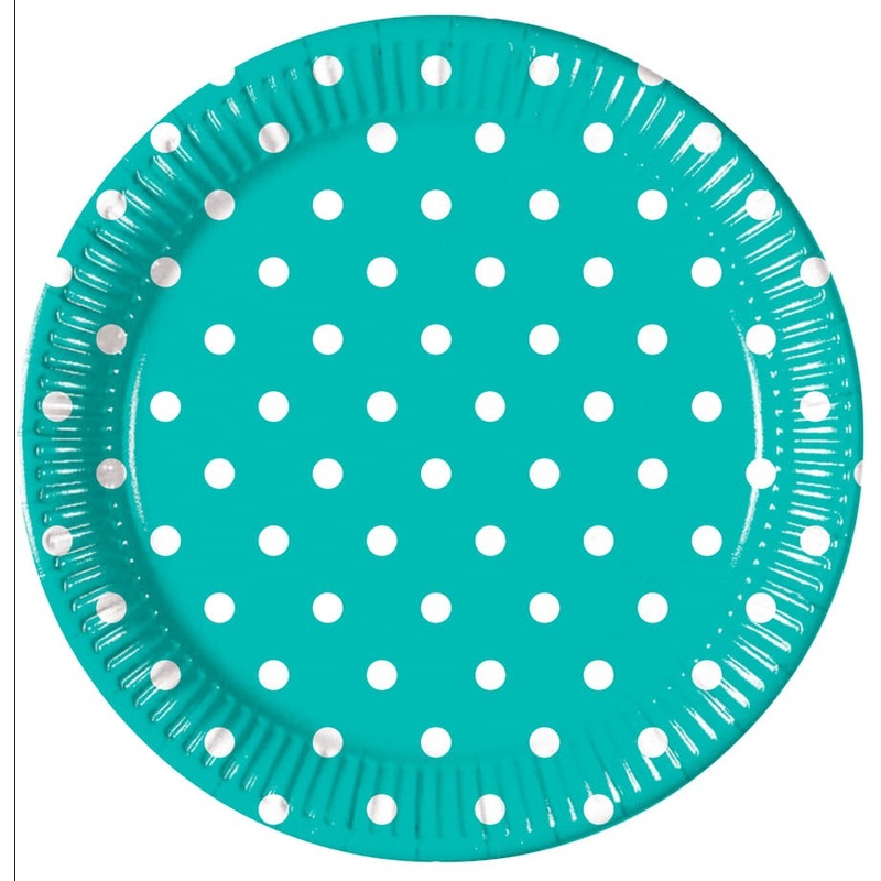 8 Mix Patterns dots plate turquoise 23cm