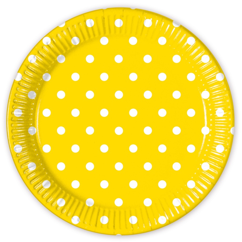 8 Mix Patterns dots plate yellow 23cm