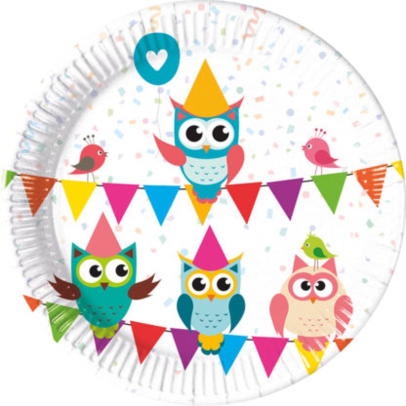 8 owls Fiesta paper plates 20cm