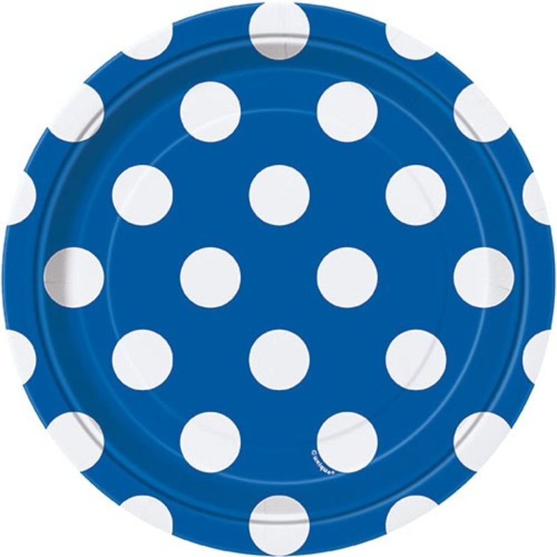 8 party plates Tiana blue dotted 18cm