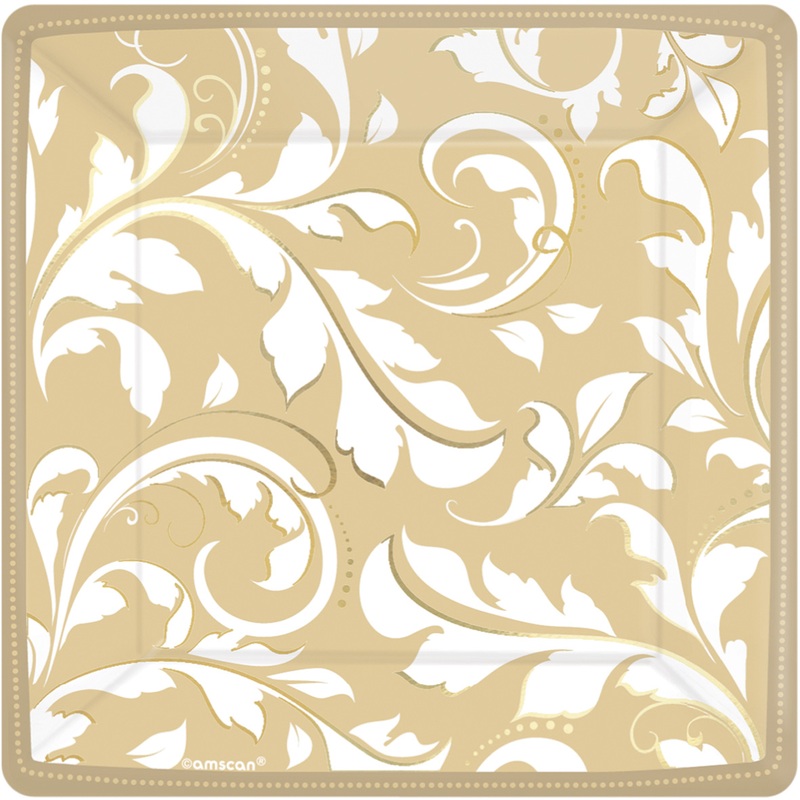 8 Partytime plates gold flowers 17.7cm