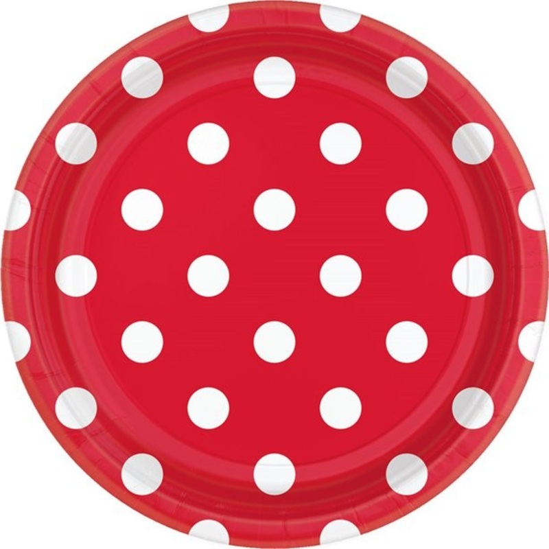 8 red dots paper plates Lotta 18cm