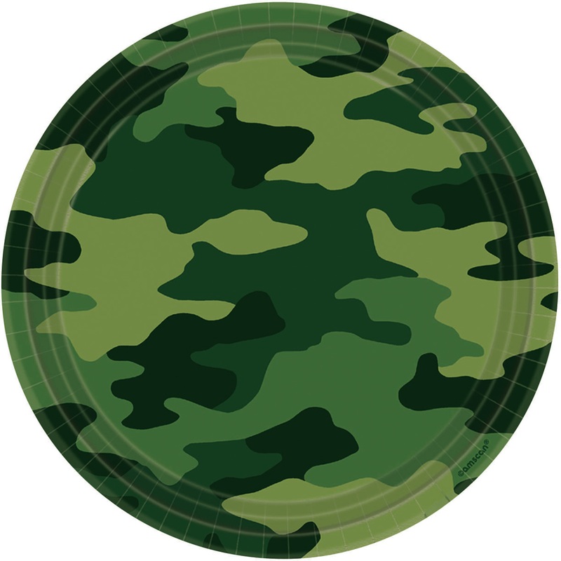 8 round paper plates Partytime Camouflage 23cm