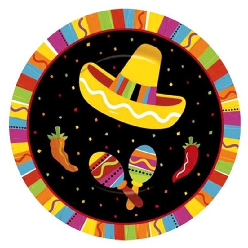 8 Spicy Fiesta paper plates 18cm