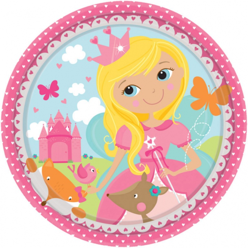 8 Woodland Princess paper plates 23cm