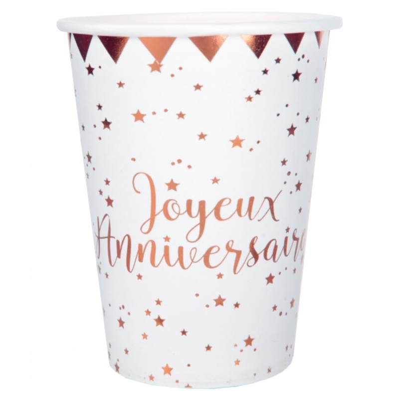 10 Joyeux Anniversaire tumblers rose gold 270ml