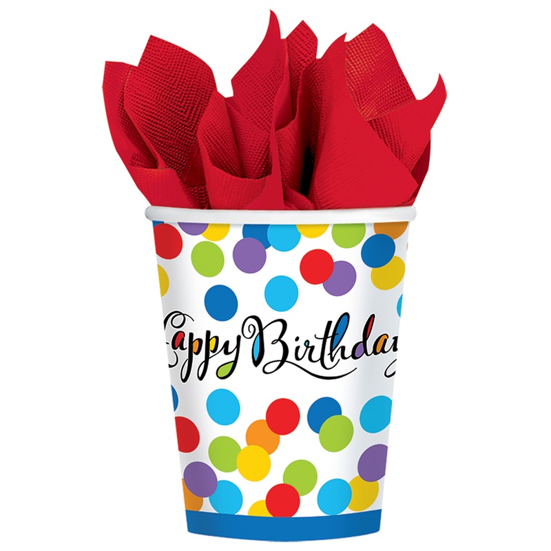 18 confetti party paper cups 266ml