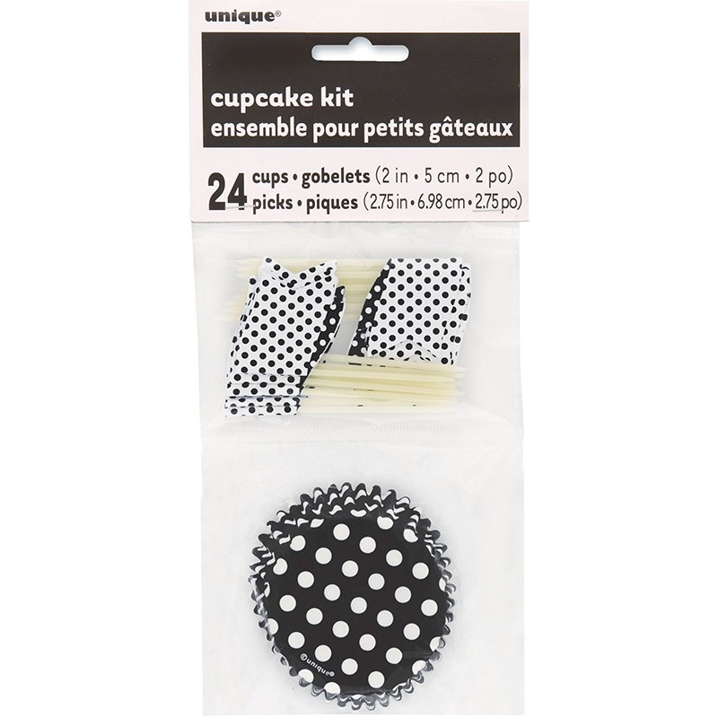 24-piece Black & White Party Points Cupcake Buffet Set