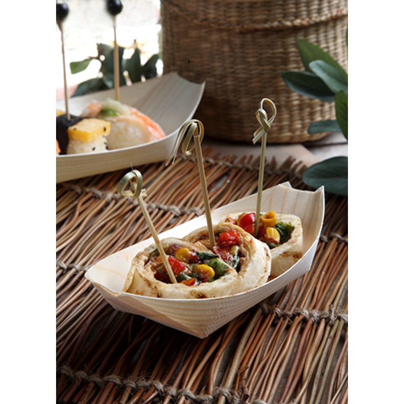 50 wooden finger food bowls boat 16.5 x 8.5cm