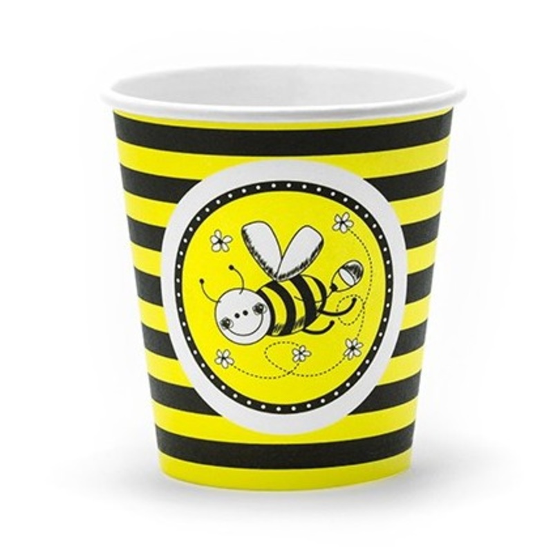 6 cute bees paper cups 180ml