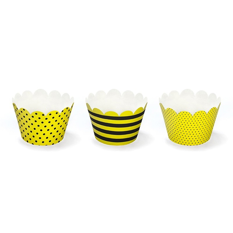 6 yellow-black cupcake molds