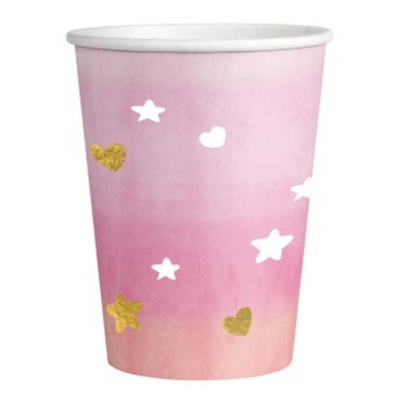 8 Baby Rose paper cups 250ml